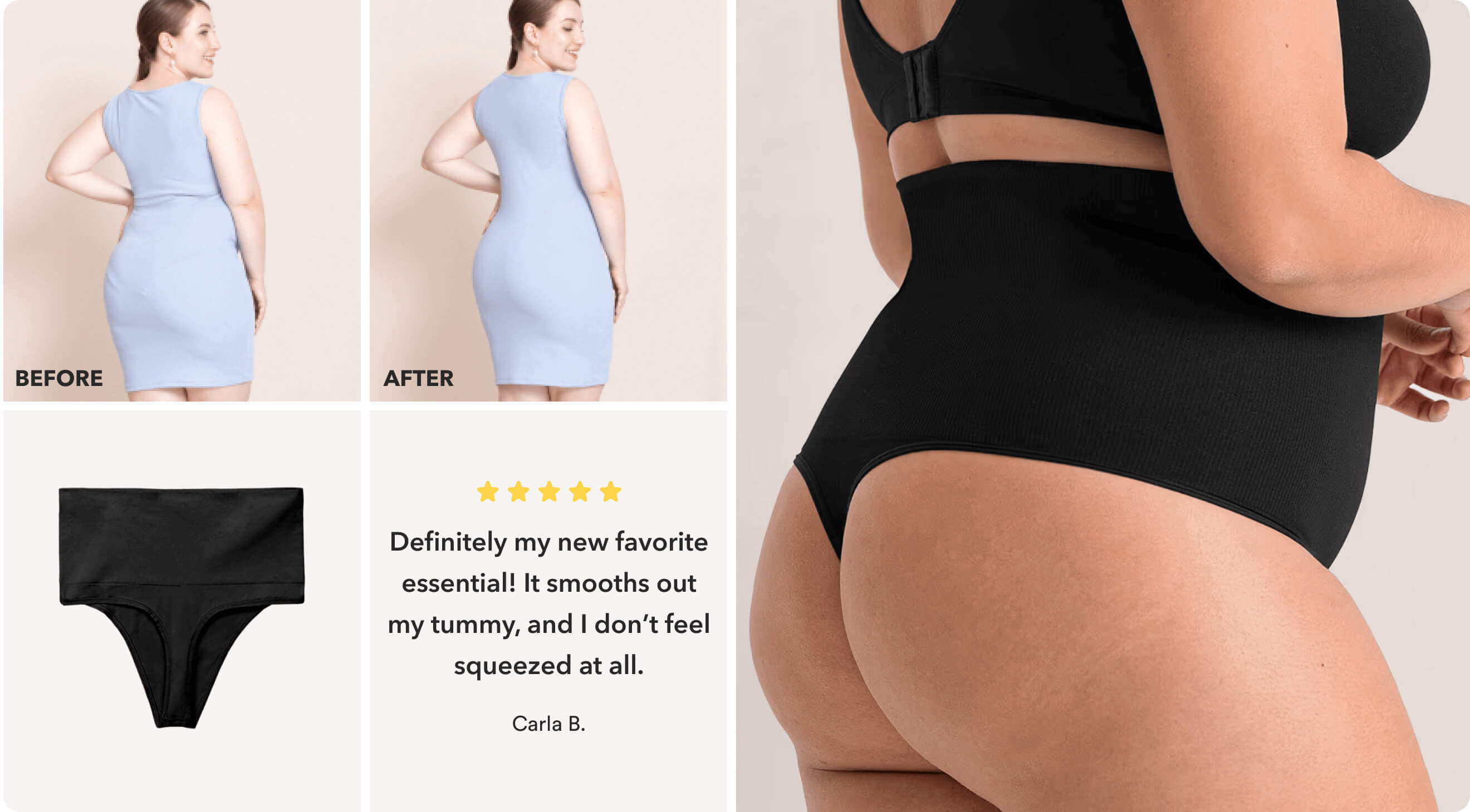 Seamless Stretch Mid-Waist Brief Before and After