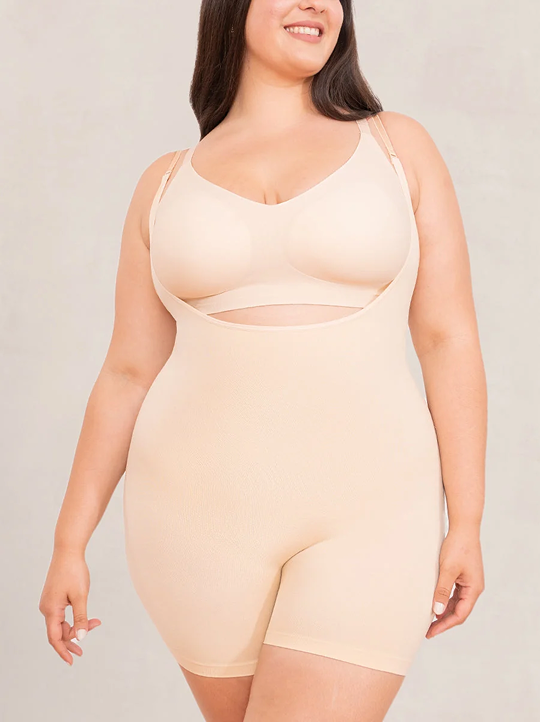 Model wearing Open Bust Bodysuit Shaper Short