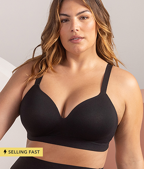 Woman wearing Truekind Supportive Comfort Wireless Shaping Bra