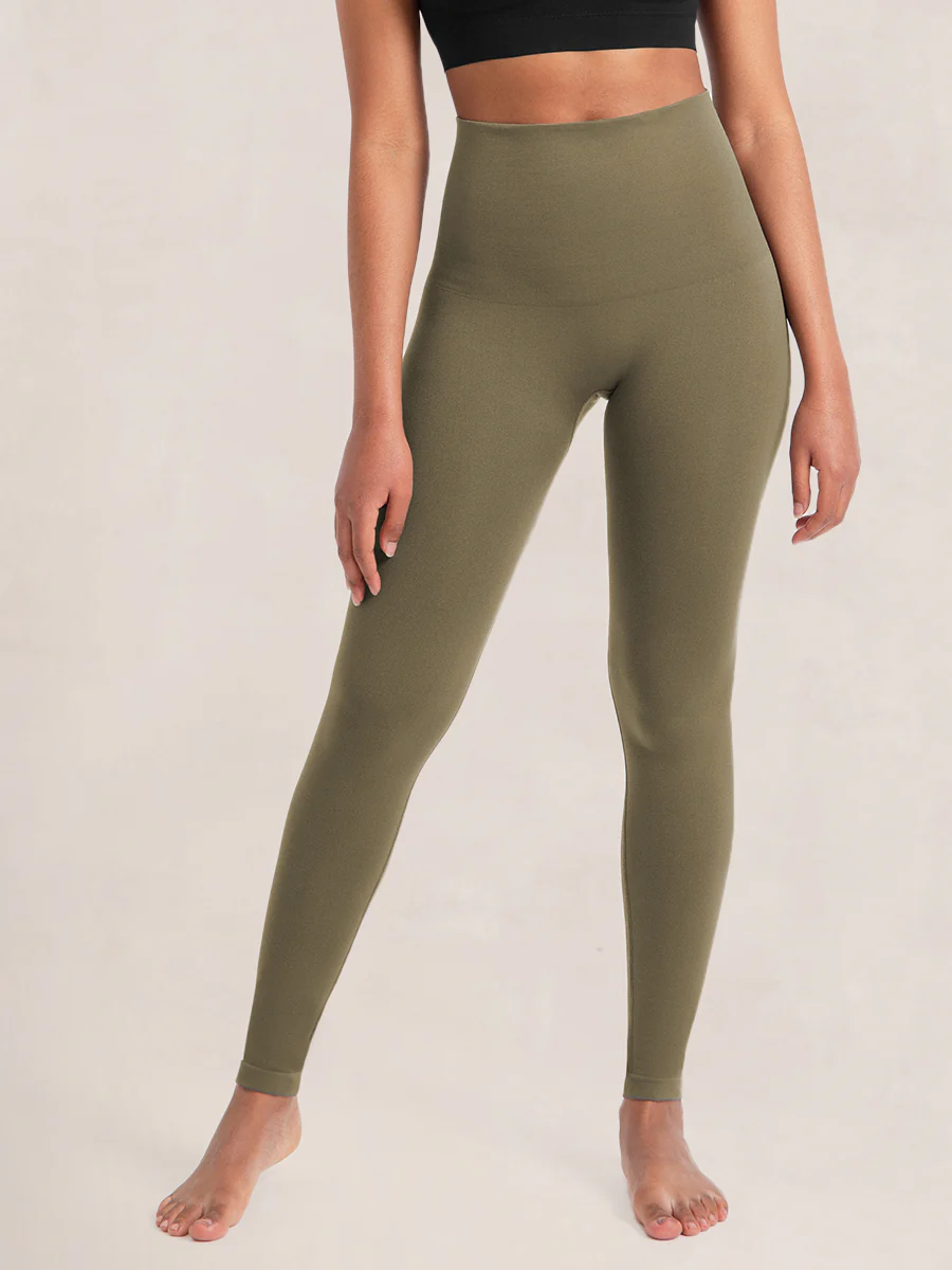Mid-Waist Shaping Leggings Olive front