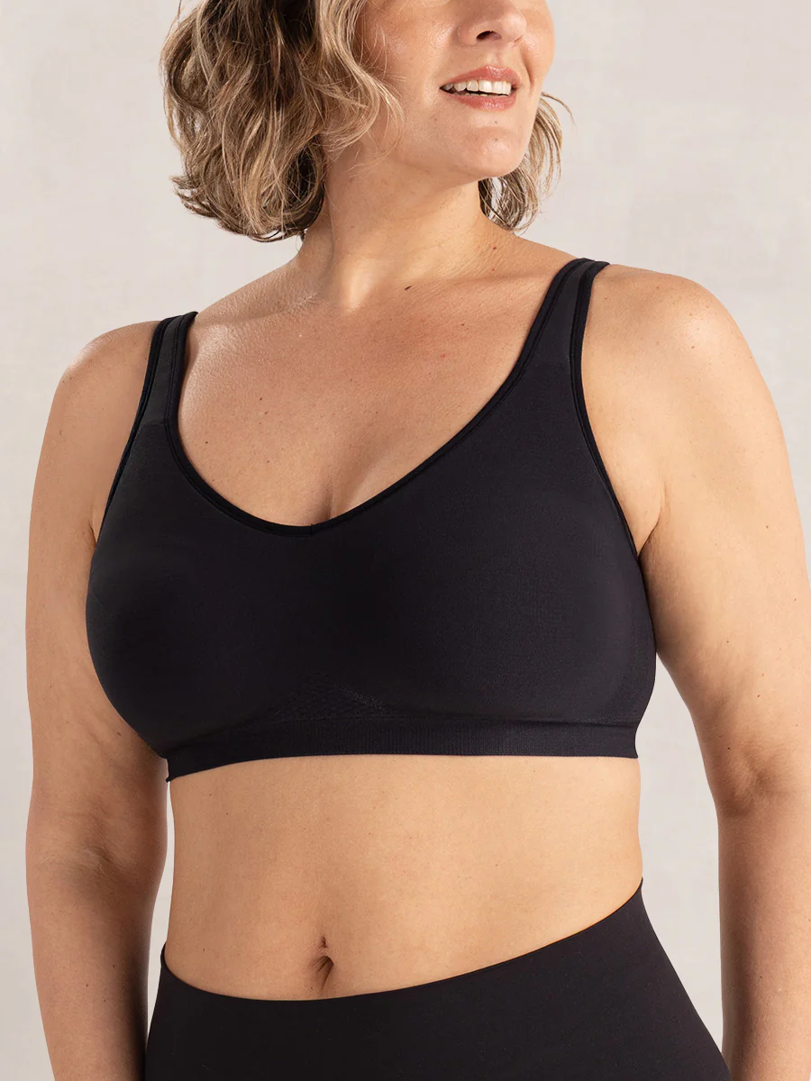 Wireless Menopause Bra Black Front