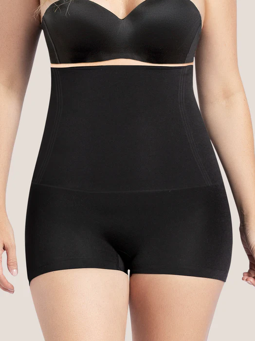Curveez Signature Control High Waist Boyshort black front