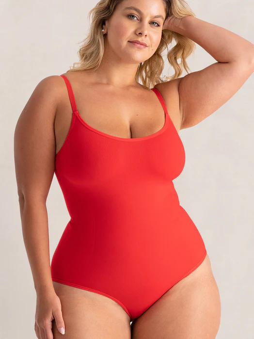 Shapermint Essentials Scoop Neck Bodysuit Racing Red