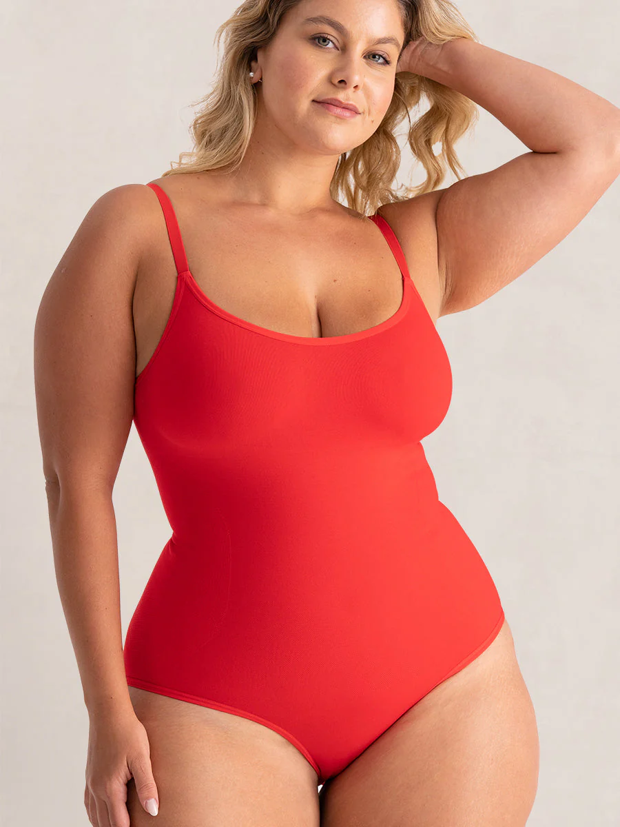 Shapermint Essentials Scoop Neck Bodysuit Racing Red