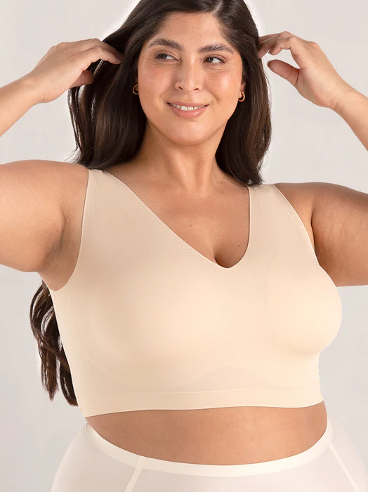 V-Neck Bralette CHAI BEIGE FRONT