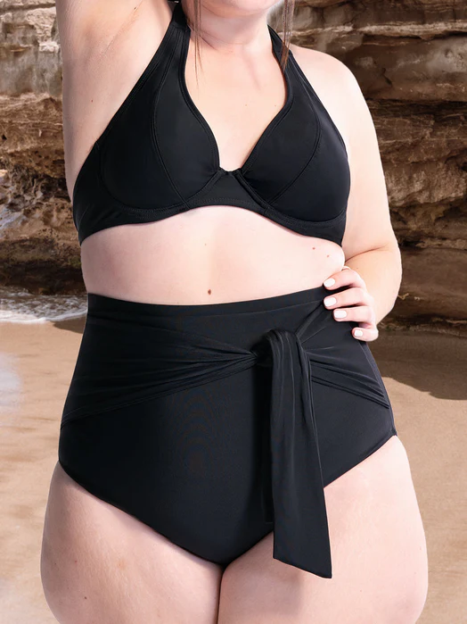 Plus size High-Waisted Tie Belt Swim Bottom