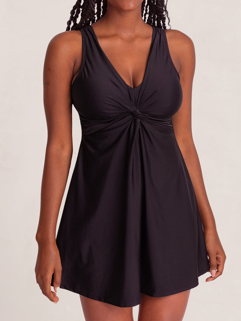 Swim Knot-Front Swim Dress