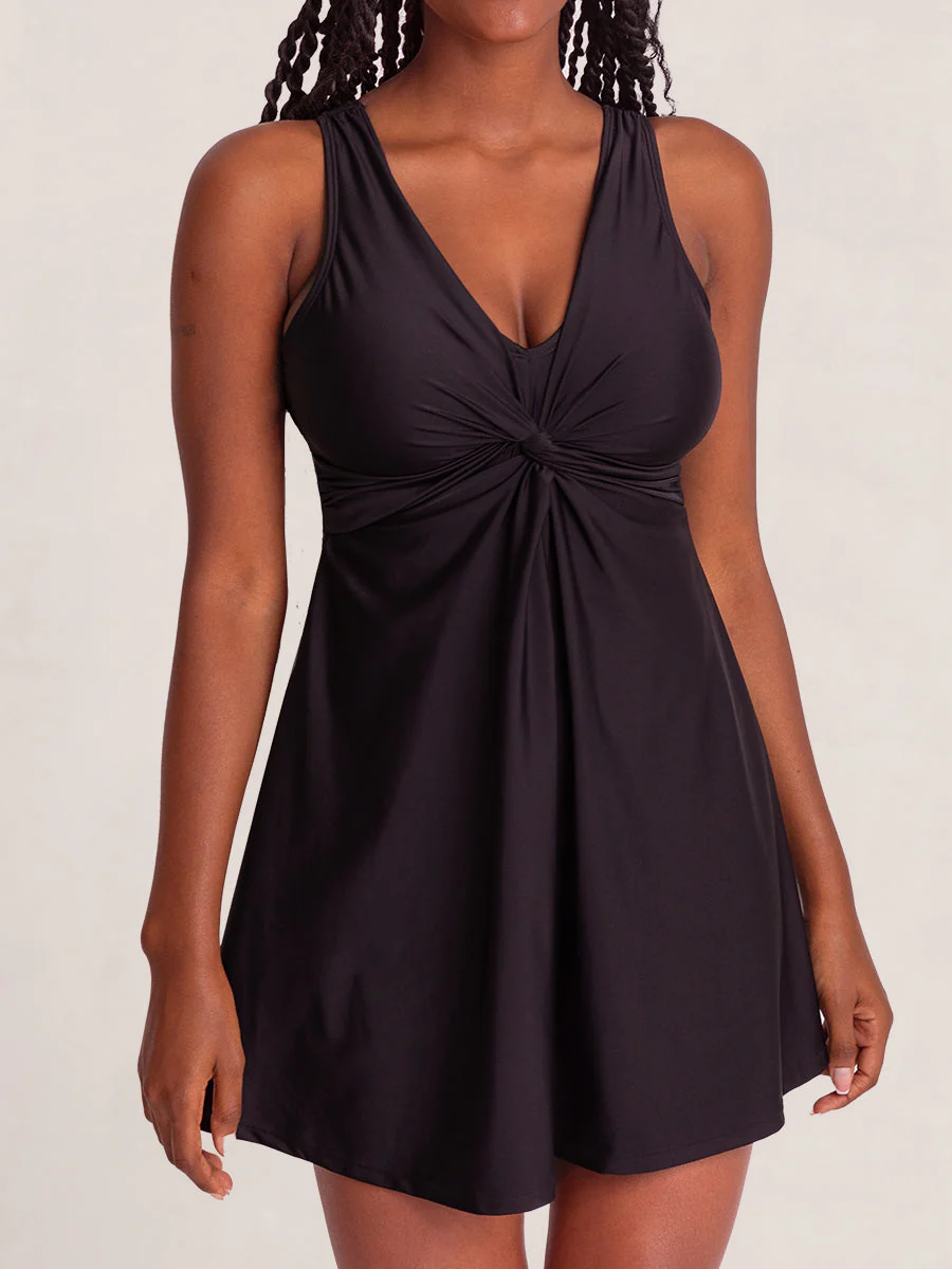 Swim Knot-Front Swim Dress