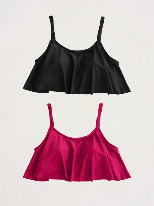 2-Pack Swim Ruffled Bikini Top black and dark pink