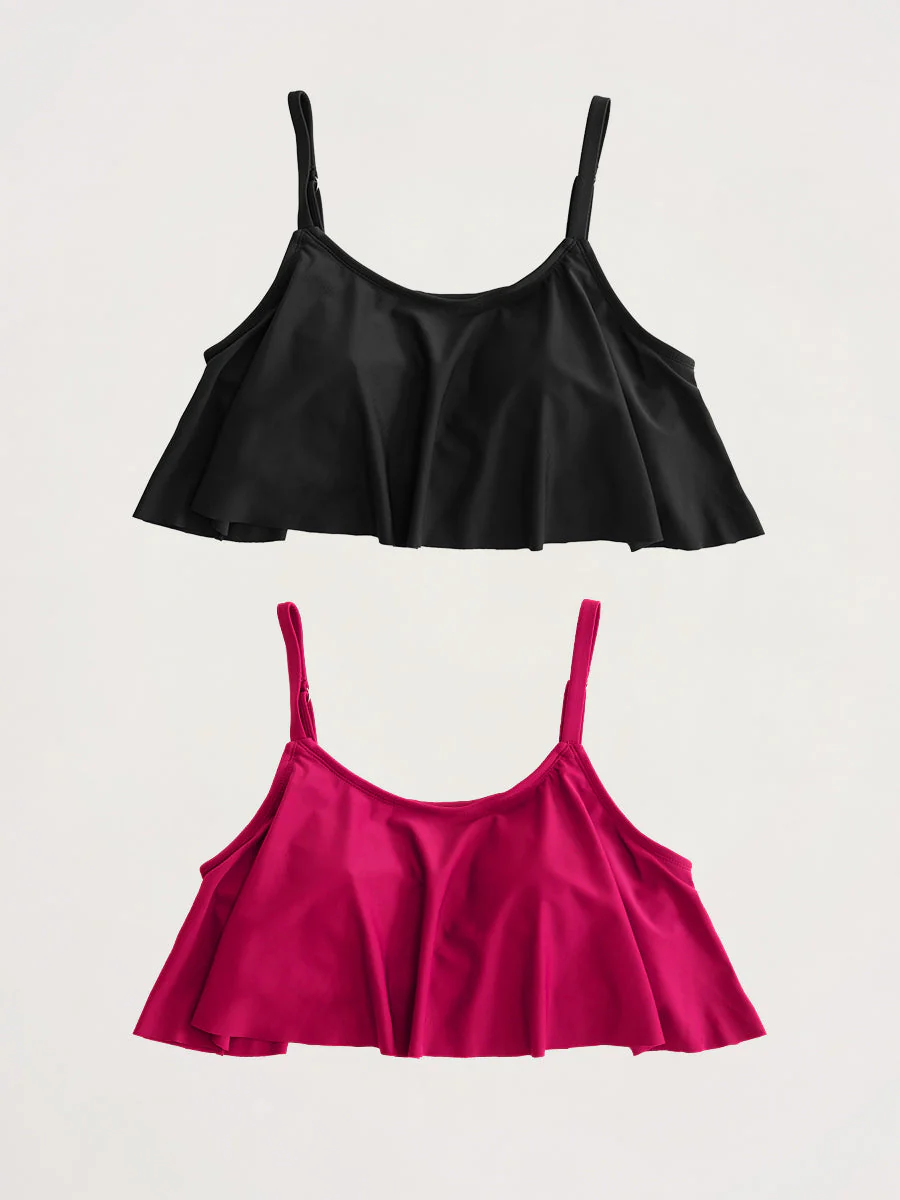 2-Pack Swim Ruffled Bikini Top black and dark pink